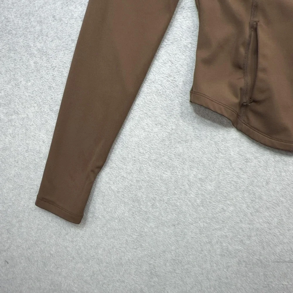 Alo Yoga Jacket Womens XS Brown Track Hooded Full Zip Performance Thumbholes